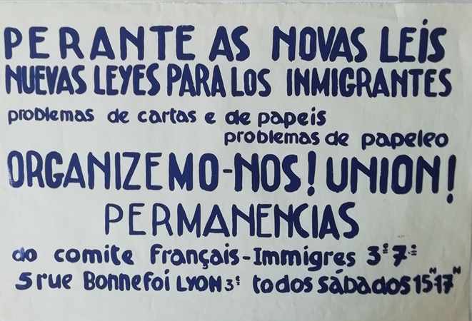 Affiche en s��rigraphie - Droits des travailleurs immigr��s - bilingue